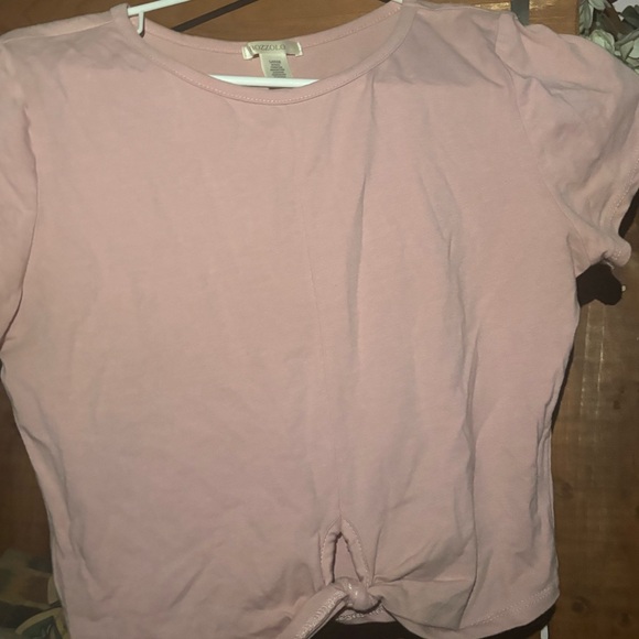 Bozzolo light pink tied in front crop top size Large - Picture 2 of 5